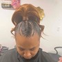 Small braids into ponytail