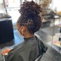 Feed-in cornrows updo