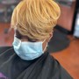 Halo Relaxer Retouch, Wrap w/taper. Short hair service