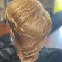 Halo Relaxer Retouch, Wrap w/taper. Short hair service