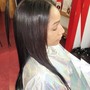 Silk Press with Bonded ponytail Extension