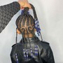 Braided half up back weave