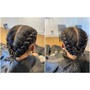 Feed-in Braids with loose hair crochet at the back