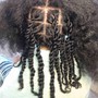 Two Strand Twist (no locs) Shoulder length, full head.