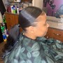 Slick-back ponytail Sewn on