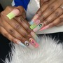 Long French Tip Full Set + Bling