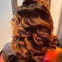 Wash Blowout and curl on relaxed hair