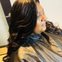 Wash Blowout and curl on relaxed hair