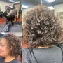 Silk Press / texture type : curly and tight curls / shoulder length or shorter