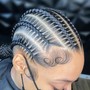 Braids into a ponytail (small/medium)