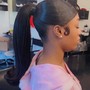 Sleek ponytail on relax hair