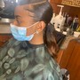 Slick-back ponytail Sewn on