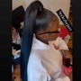 Sleek low mid or High ponytail