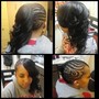 Partial Sew In  with shaved sides and back