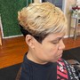 Halo Relaxer Retouch, Wrap w/taper. Short hair service