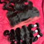 Half up/ half down /quick weave