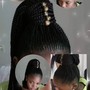 Cornrows ponytail (price and time depend on the size and how long you want the ends)