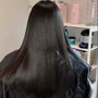 Extended hair sleek ponytail