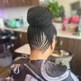 Cornrows ponytail (price and time depend on the size and how long you want the ends)