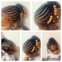 Kid's Scalp braids with natural hair beads added