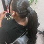 Ponytail with glued bang