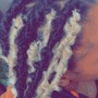 Crochet Braids singles or braided back and hair is attached with a crochet needle