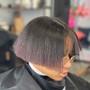 Bob cut sleek updo