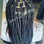 Small Knotless braids Mid-back Length