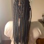 6 stitch braids with buns/curly ends