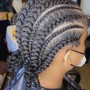 6 straight straight Cornrows with added extensions