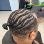 Man bun medium braids