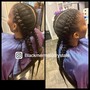 Feed in braids into ponytail/bun