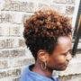 Natural hair updo, steam therapy treatment and trim