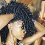 Flat twist or double strand twist with steam therapy treatment