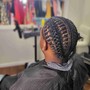 Men's cornrow, single twist, single plaits