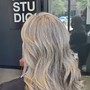 Full Balayage medium long hair with bleach