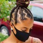 Cornrows ponytail (price and time depend on the size and how long you want the ends)