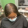 Feed in braids w/ sow-in weave in the back