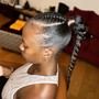 Sleek Braided Ponytail with designs (heart/rubber bands/stitch braids)