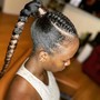 Sleek Braided Ponytail with designs (heart/rubber bands/stitch braids)