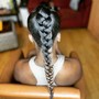 Sleek Braided Ponytail with designs (heart/rubber bands/stitch braids)