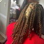 Half up braids, half down quick weave.