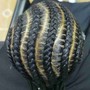 Cornrows inbetween feed in braids