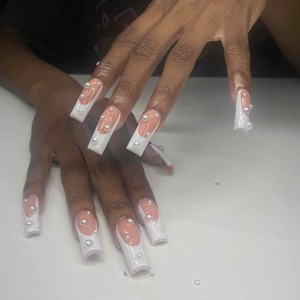 Tapered Square Louis Vuitton French Tip Acrylic Nail 