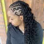 Two French braids/qw half down