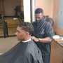 Full service men's haircut and beard/mustache trim with hot towel service