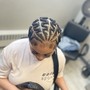 8 design braids stitched add curly hair