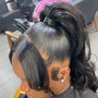 Messy Pin Curl Bun With 2 Strand Bangs