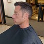 Full service men's haircut and beard/mustache trim with hot towel service