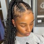 Tribal feed in braids with partial weave